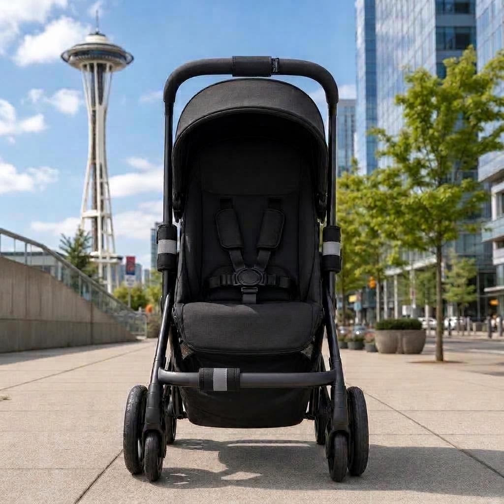 Reflective Stroller Band placed on a stroller