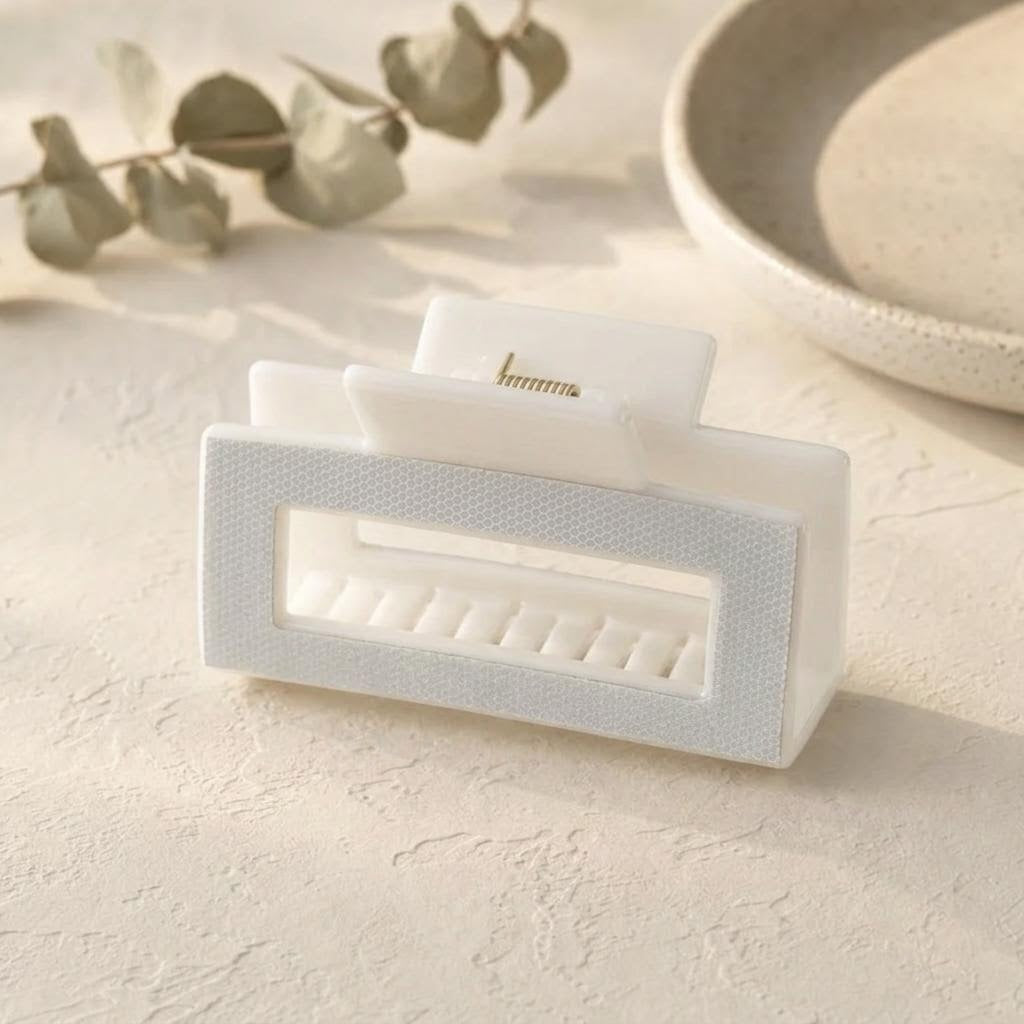 Reflective Hair Claw Clip in White